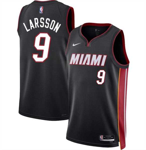 Mens Miami Heat #9 Pelle Larsson Black 2024 Draft Icon Edition Stitched Basketball Jersey Dzhi->miami heat->NBA Jersey